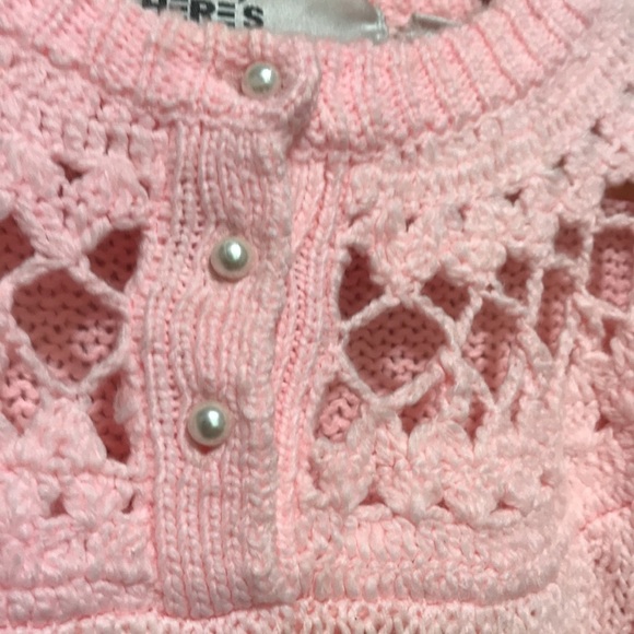 VINTAGE Here’s a Hug pink knit crew neck sweater size Medium - Picture 4 of 10